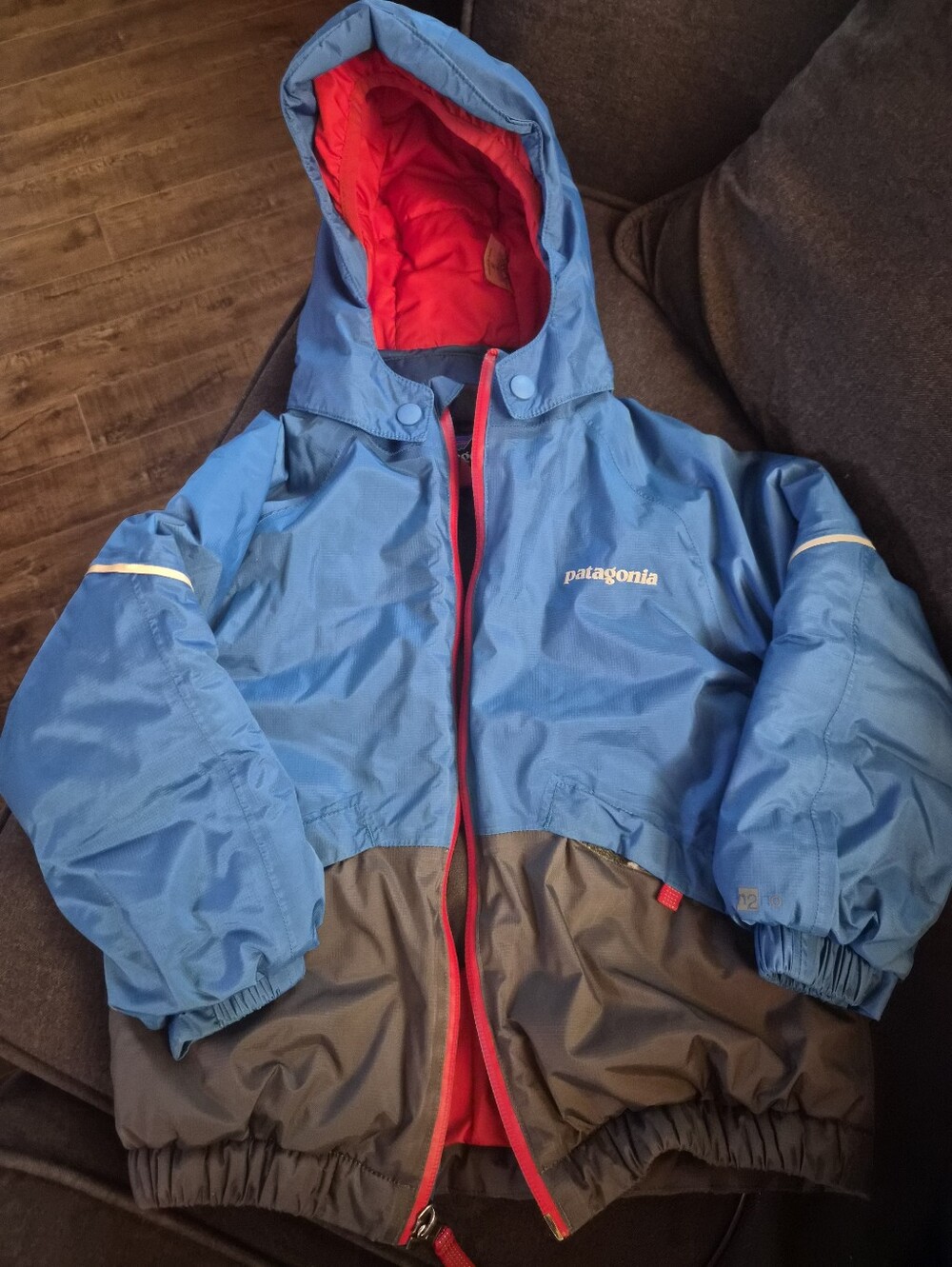 Patagonia Kids Blue, Gray & Red Hooded Warm Winter Jacket